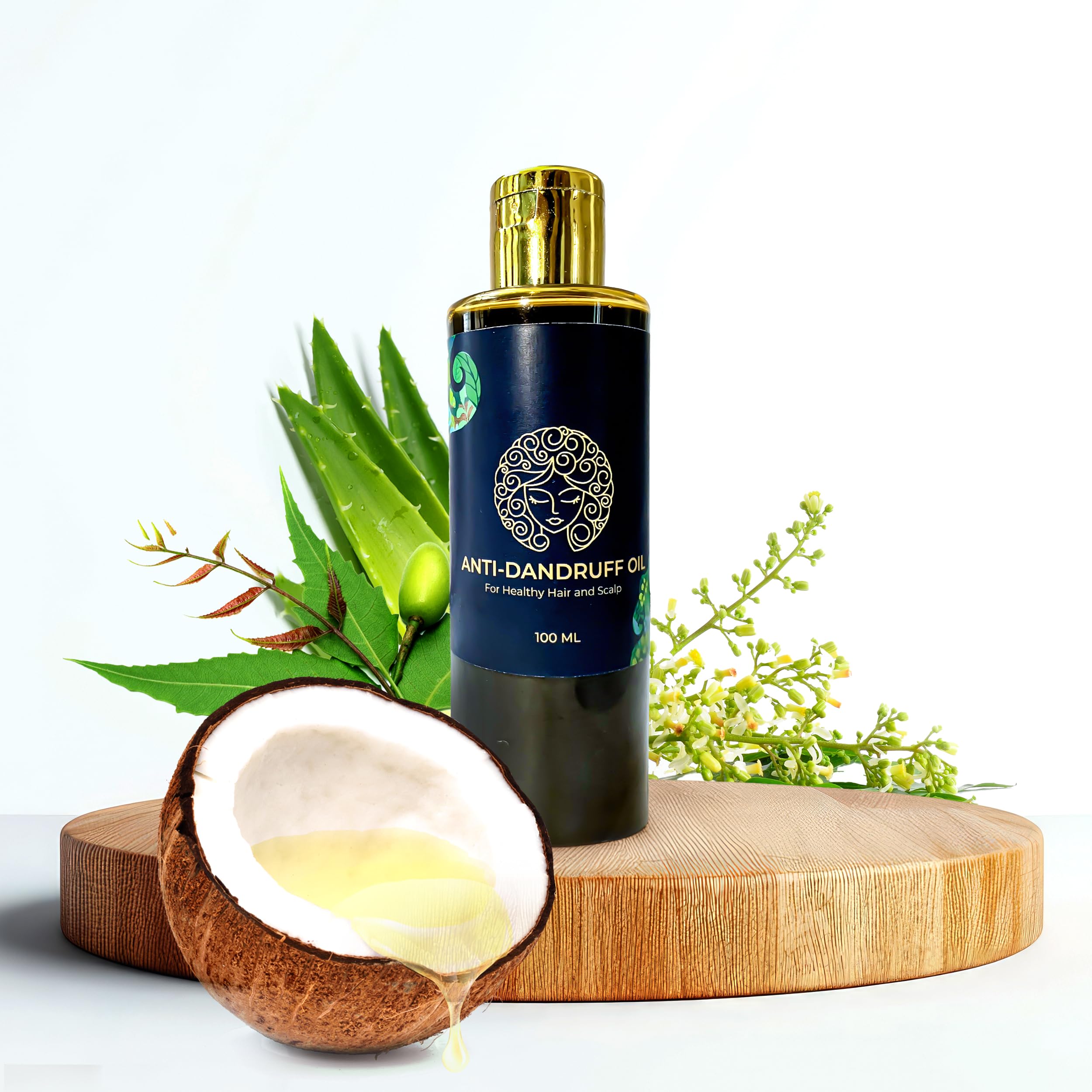 Aayurmadom Charukeshi Anti-Dandruff Hair Oil with Tea Tree, Coconut, Sesame & Neem Oils | 100% Natural, Chemical & Paraben Free | Scalp Treatment for Women & Men | 100ml | Promotes Healthy Hair Growth & Soothes Itchy Scalp