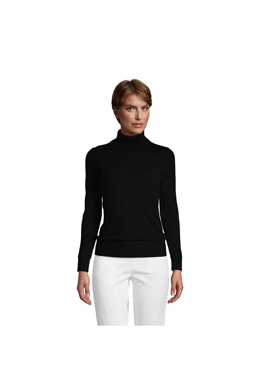 Lands' End Women's Soft Cashmere Turtleneck Sweater - Warm Winter Pullover for Office, Travel & Casual Outfits