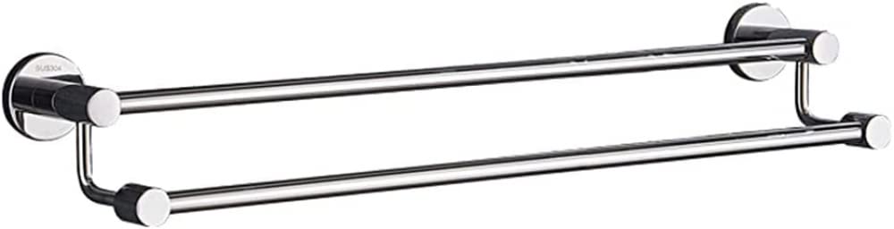 Stainless Steel Double Bathroom Towel Rail - 100 cm No Drill Self-Adhesive Towel Holder for Bathroom, Kitchen, and Laundry Room Organization