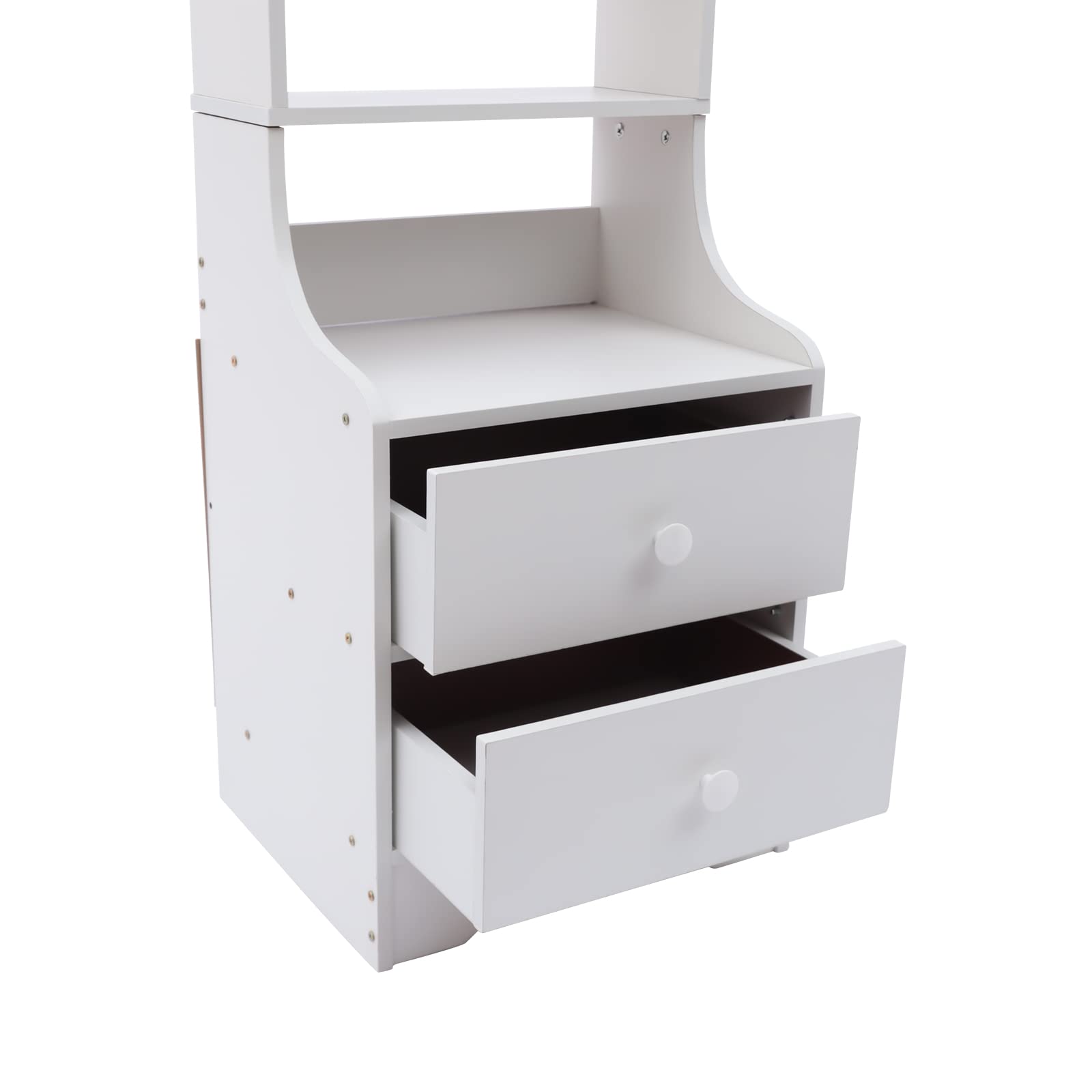 Modern Nightstand with 2 Drawers & 3 Open Shelves - 45