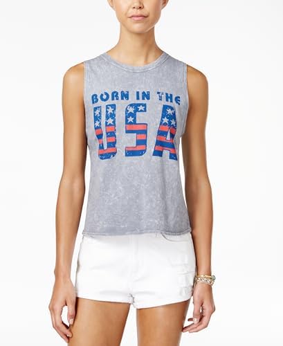American Flag Graphic High Low Tank Top for Women - Patriotic USA Flag Print Light Heather Casual Summer Top - Perfect for 4th of July, Beach Outings & Festivals