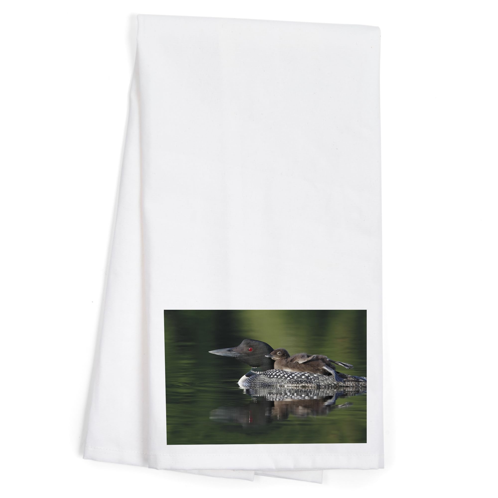 Lantern Press Loon and Chick 100% Cotton Tea Towel - Decorative Hand Towel for Kitchen & Home Decor - Perfect for Gifts, Dish Drying, and Farmhouse Style Decor