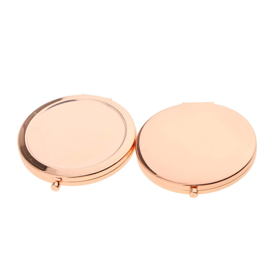 2 Pack Foldable Travel Mirror - Rose Gold Compact Cosmetic Mirror for Makeup & Shaving | Portable Pocket Mirror for Home, Travel, Gym & Purse