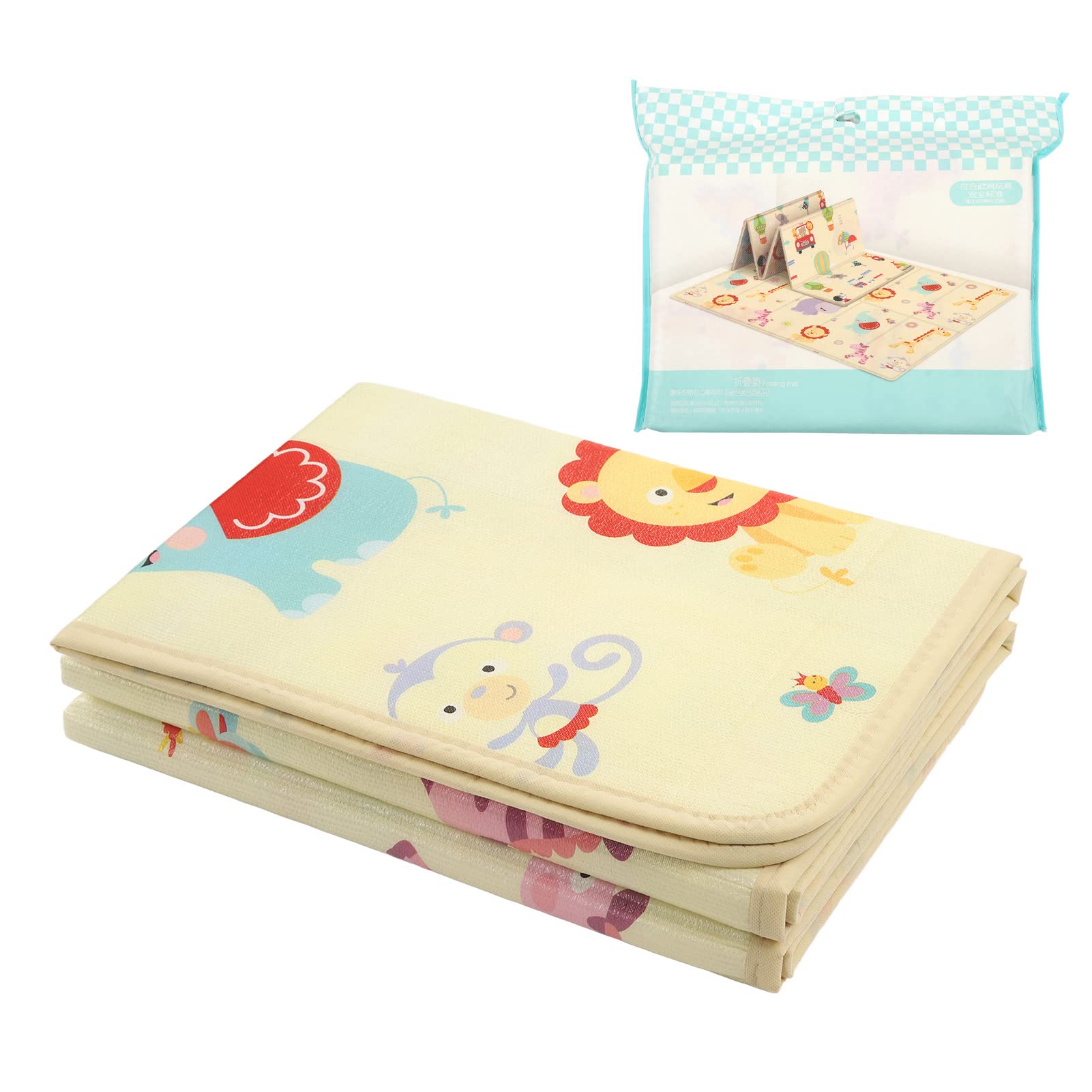 **Foldable Baby Play Mat - Extra Large Waterproof Crawling Mat for Toddlers & Infants - Non-Toxic, Odorless & Dirt-Resistant Activity Playmat for Home, Nursery & Daycare Use**    *(Use Cases: Perfect for playtime, tummy time, crawling practice, and safe floor activities at home, daycare, or outdoor adventures!)*