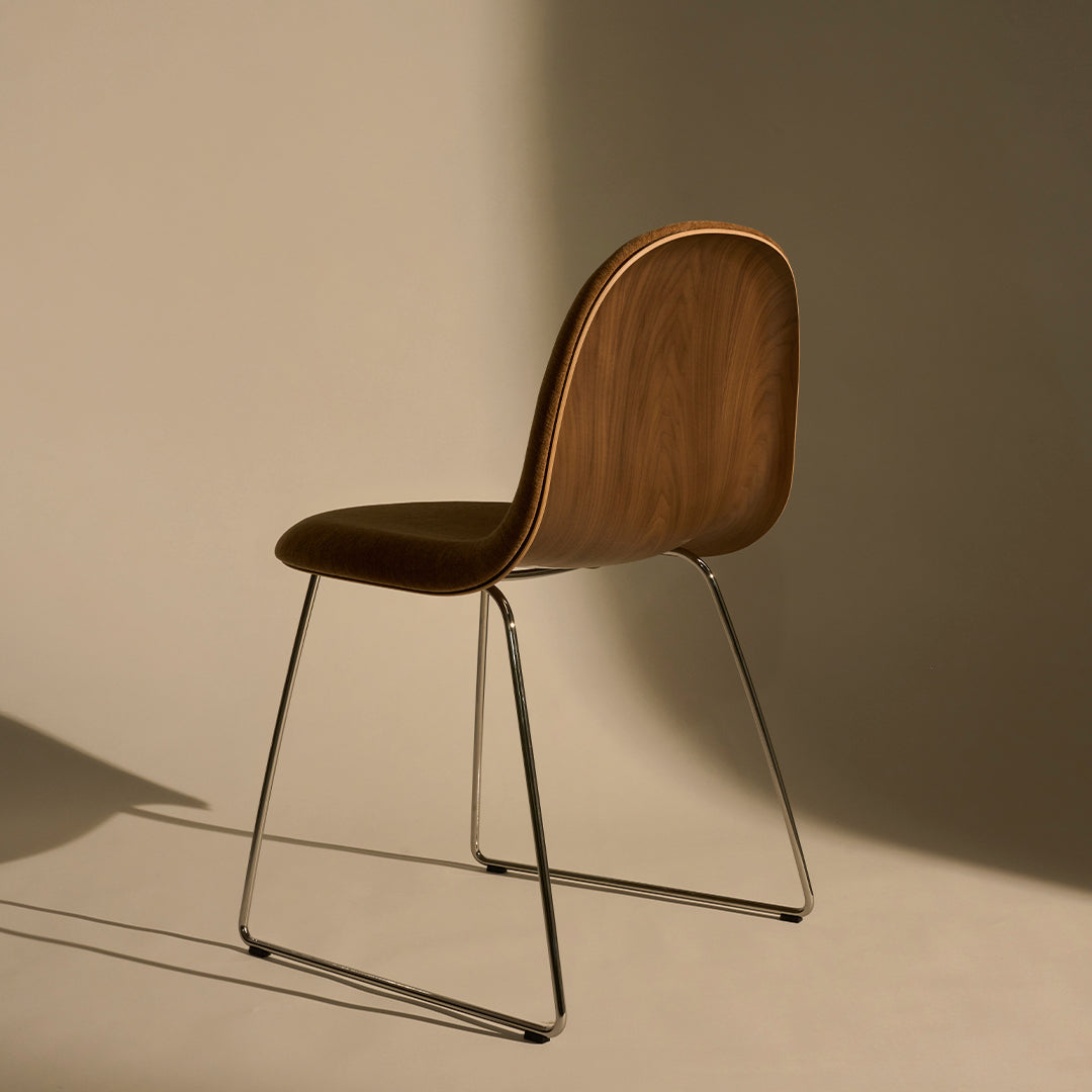 Gubi 3D Dining Chair with Sledge Base - Front Upholstered Modern Design for Kitchen, Dining Room & Restaurant | Comfortable & Stylish Seating Solution