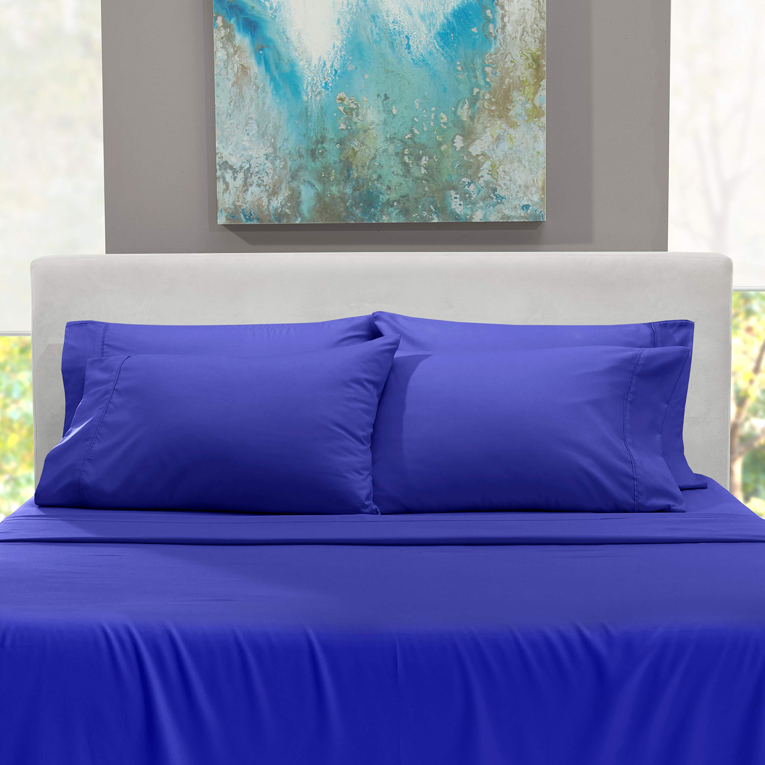 Premium 6-Piece California King Sheet Set - 100% Cotton 800 Thread Count Ultra Soft Bedding with 24
