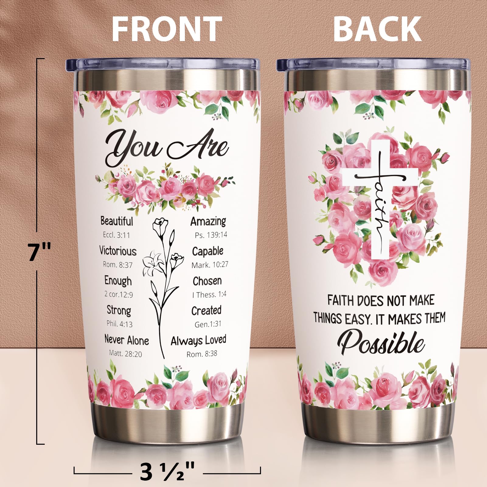 20oz Insulated Tumbler - Christian Gifts for Women, Inspirational Religious Gift with Jesus Design - Perfect for Birthday, Mother's Day, Baptism, Bible Study & Daily Use - Great for Mom, Grandma, Friends, Aunt, Sister, Wife & Coworkers