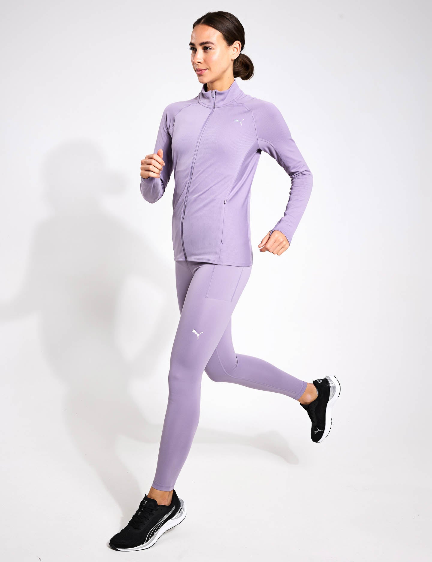 Run For Her Ribbed Full Zip Jacket - Women's Lightweight Athletic Hoodie in Pale Plum - Perfect for Running, Gym & Outdoor Activities