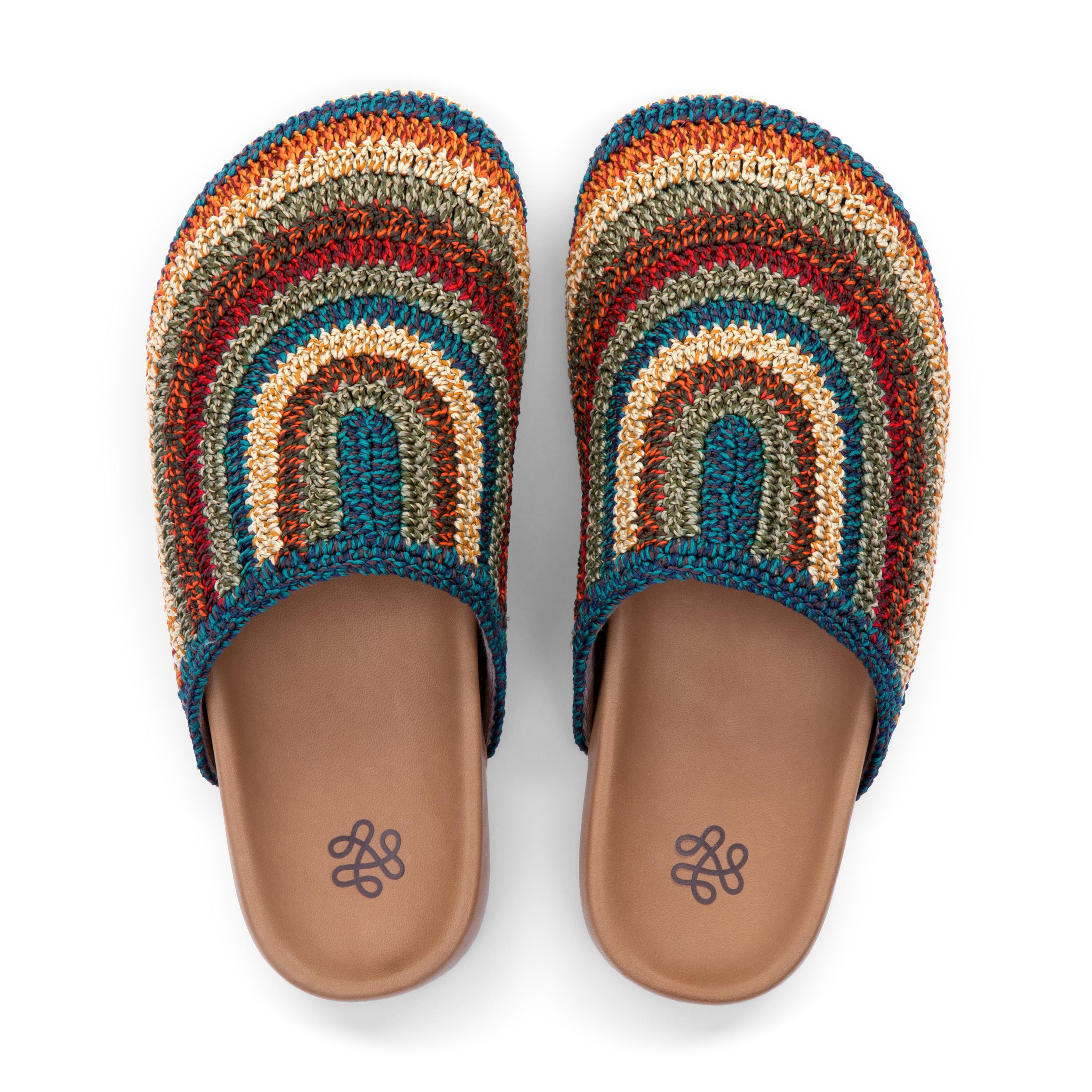Handmade Crochet Bolinas Clogs - Woodland Stripe Design - Comfortable & Stylish Slip-On Shoes for Women - Perfect for Beach, Garden & Casual Wear