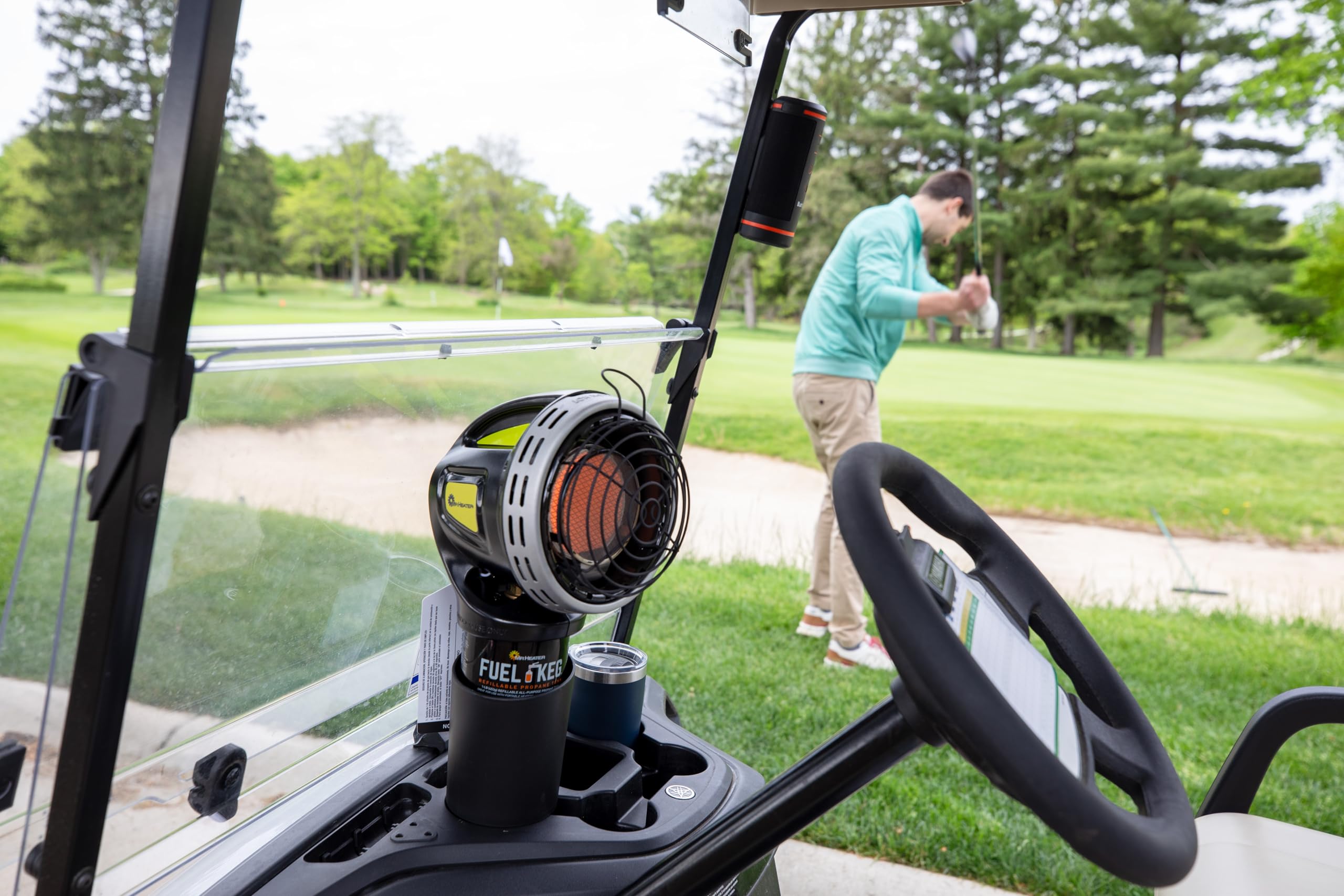 Mr. Heater F242010 MH4GC 4000 BTU Golf Cart Heater - Wind-Resistant with ODS & Tip-Over Safety Switch, Silver & Black - Perfect for Golf Carts, UTVs, and Outdoor Workspaces