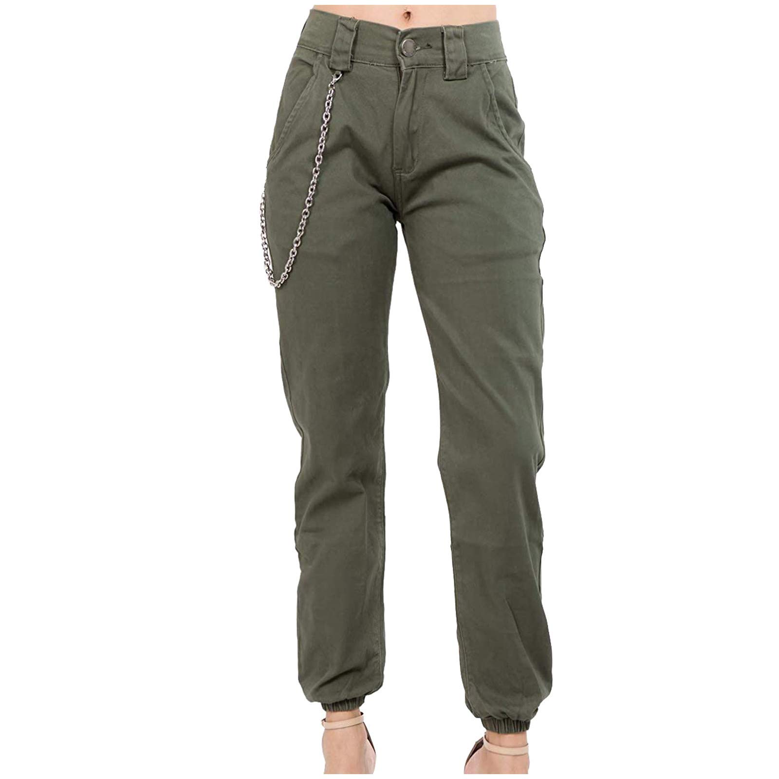 Women's High Waisted Cargo Pants with Pockets - Casual Loose Combat Straight Fit Stylish Slacks for Outdoor Hiking, Travel & Streetwear Fashion