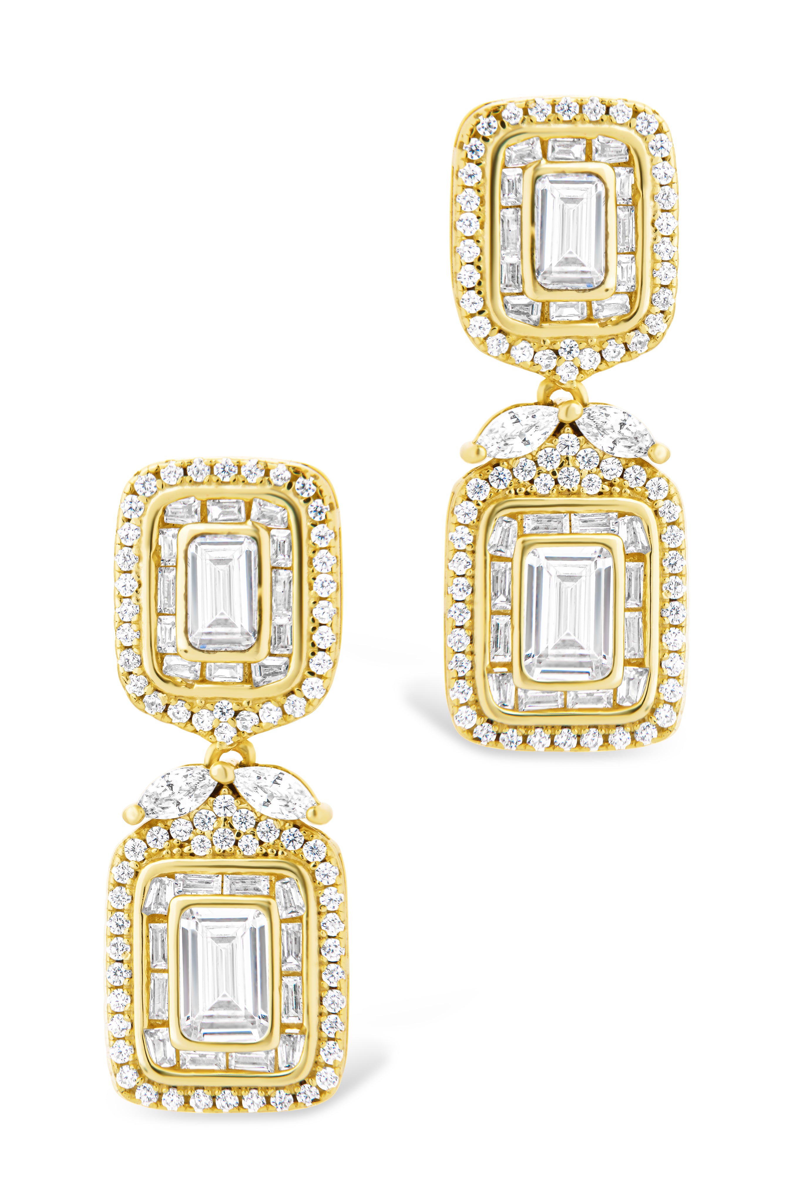 Trina CZ Square Drop Earrings for Women - Sparkling Cubic Zirconia Dangle Earrings - Elegant Jewelry Gift for Party, Wedding & Evening Events