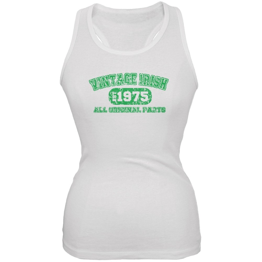 Vintage 1975 Irish St. Patrick's Day White Junior's Soft Tank Top - Perfect for Festivals, Parades & Irish-Themed Parties