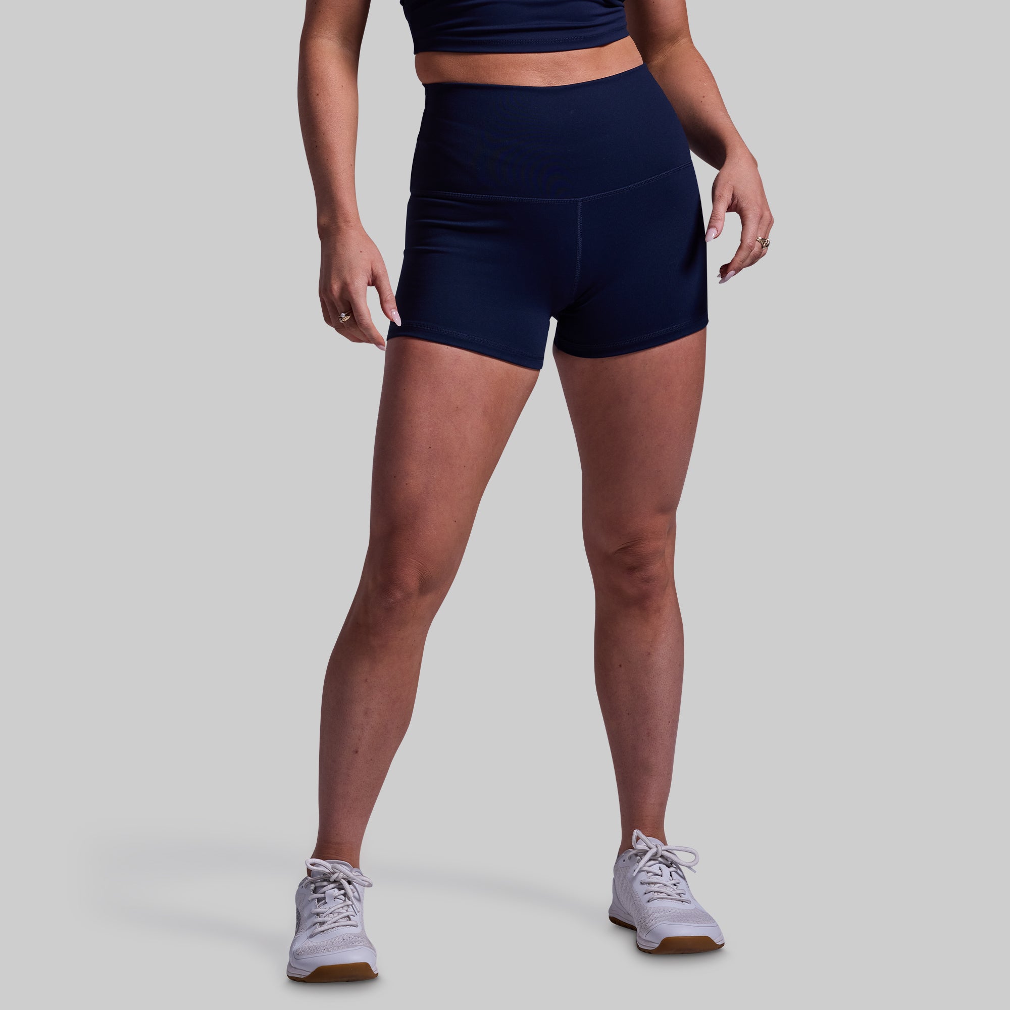 New Heights Booty Shorts for Women - High Waisted Workout Shorts (BP Navy) - Perfect for Gym, Running, Yoga & Casual Wear