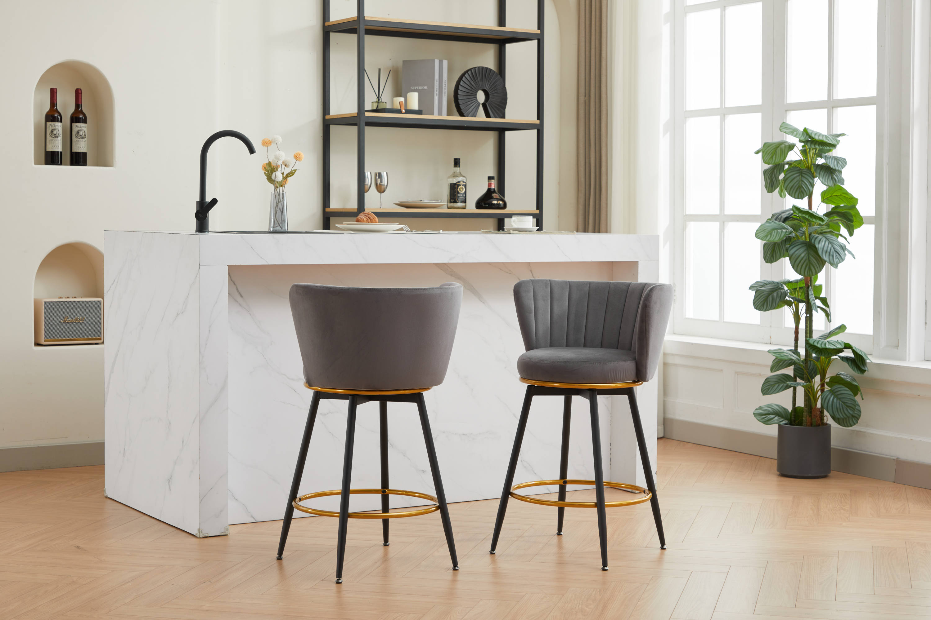 Set of 2 Counter Height Bar Stools - 26