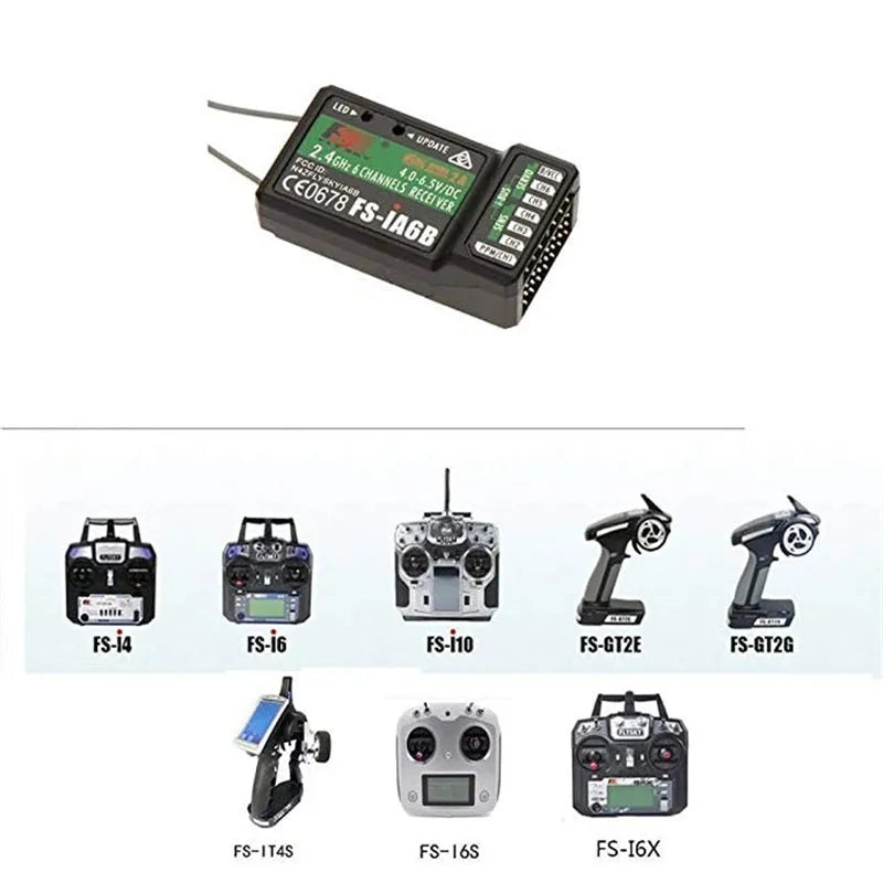 FLYSKY FS iA6B 6CH PPM Receiver with iBus Port - Compatible with Flysky i4 i6 i10 Transmitter - Perfect for RC Drones, Airplanes, and Helicopters