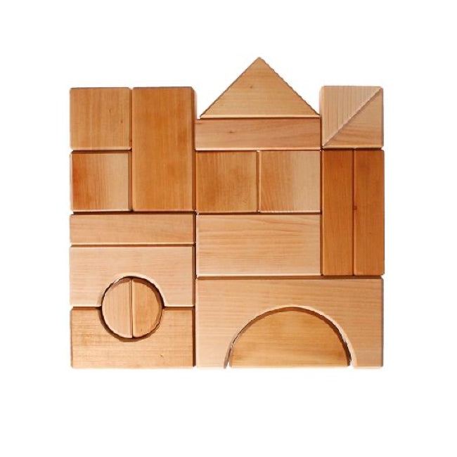 Grimm's 19-Piece Giant Natural Wooden Building Blocks Set for Kids - Creative Play, STEM Learning & Toddler Educational Toys - Perfect for Home, Classroom & Daycare Activities