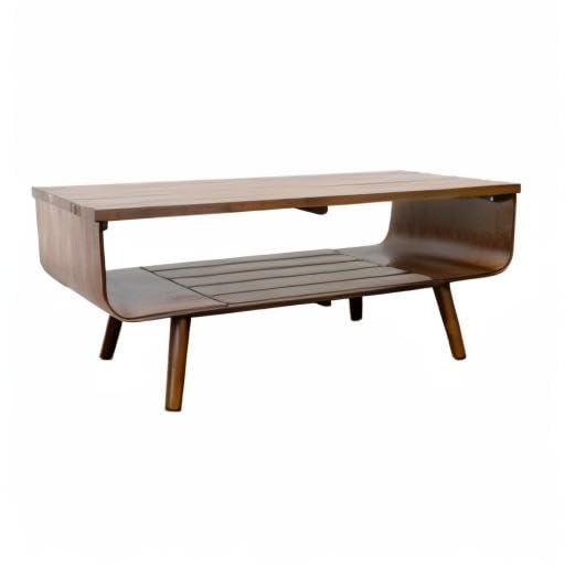 Mid-Century Modern Brown Wood Coffee Table for Living Room