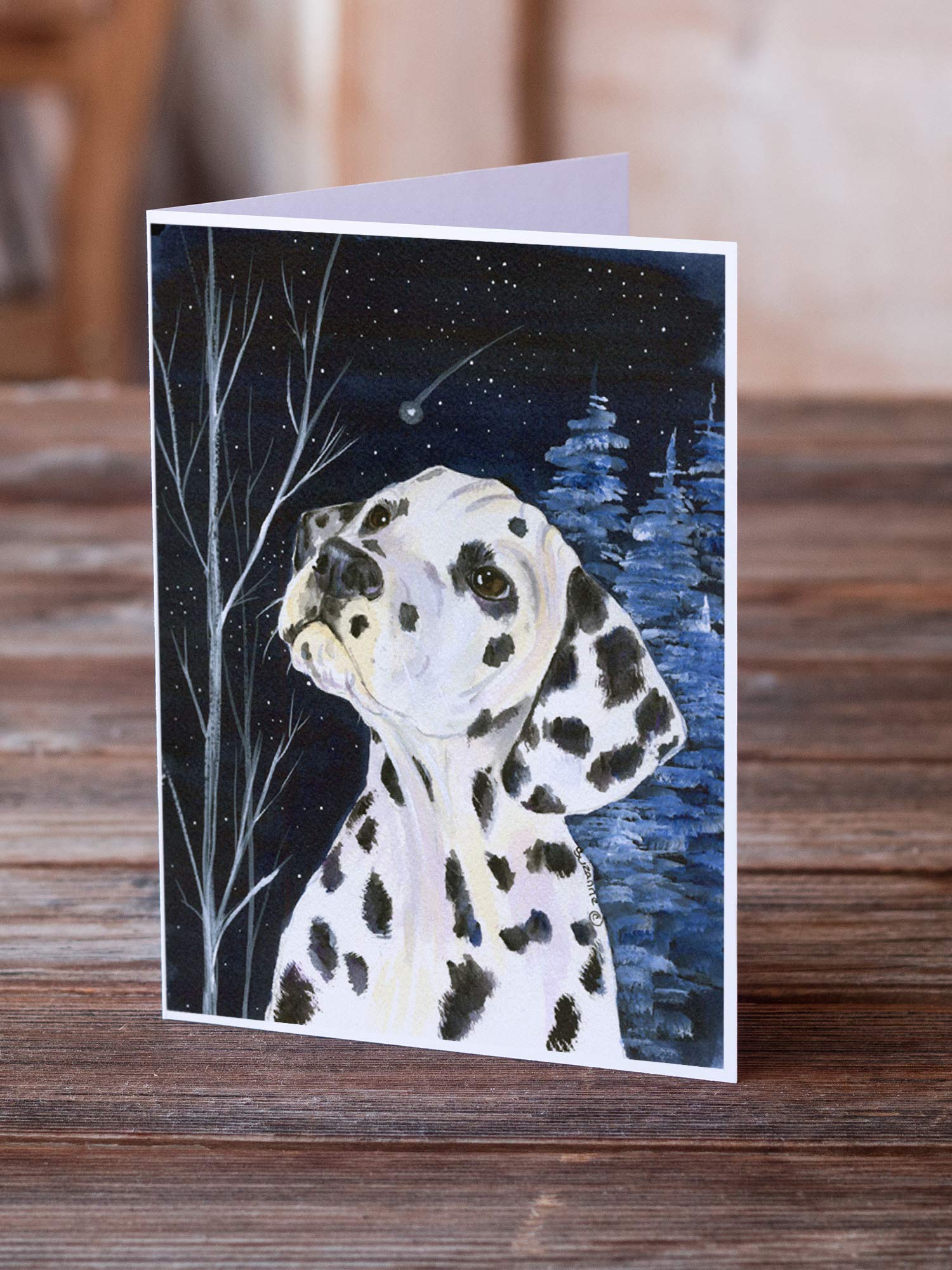 Starry Night Dalmatian Greeting Cards - Pack of 8 Blank A7 Note Cards (5x7 Inches) with Envelopes | Whimsical Animal Design for Birthday, Thank You & Holiday Cards | Perfect for Pet Lovers & Stationery Enthusiasts