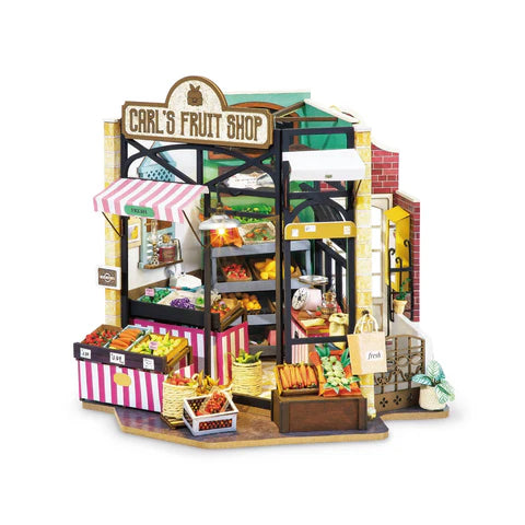 DIY Miniature Dollhouse Kit - Carl's Fruit Shop | Creative Craft Project for Kids & Adults | Perfect for Home Decor, Gift Giving & Model Building