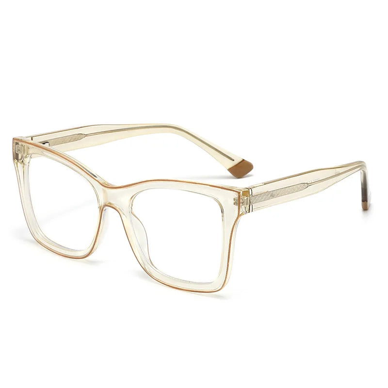 CCspace Women's Full Rim Square Cat Eye Polycarbonate Eyeglasses Frame - Lightweight & Durable for Work, Reading & Fashion (Style 301337)
