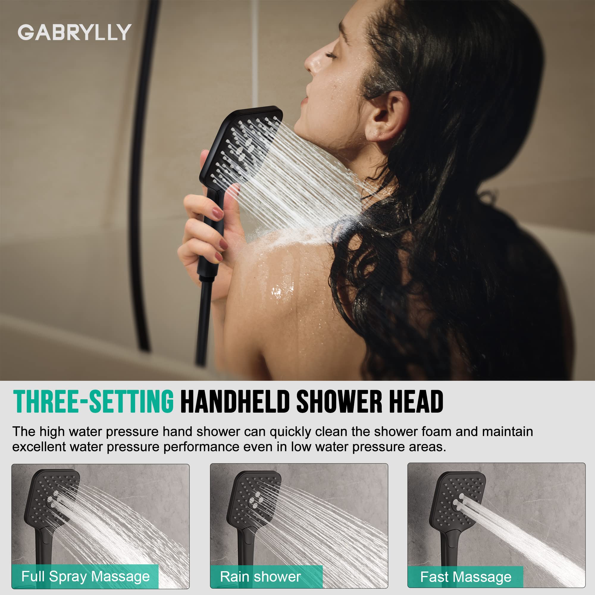 Gabrylly Matte Black Shower System - 10