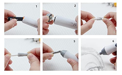 Electric Eraser Kit - Battery Operated Automatic Pencil Eraser with 20 Refills - Detailer Tool for Artists, Sketching, Drafting & Graphite Pencils (White) - Perfect for Art Projects, Technical Drawings & School Work