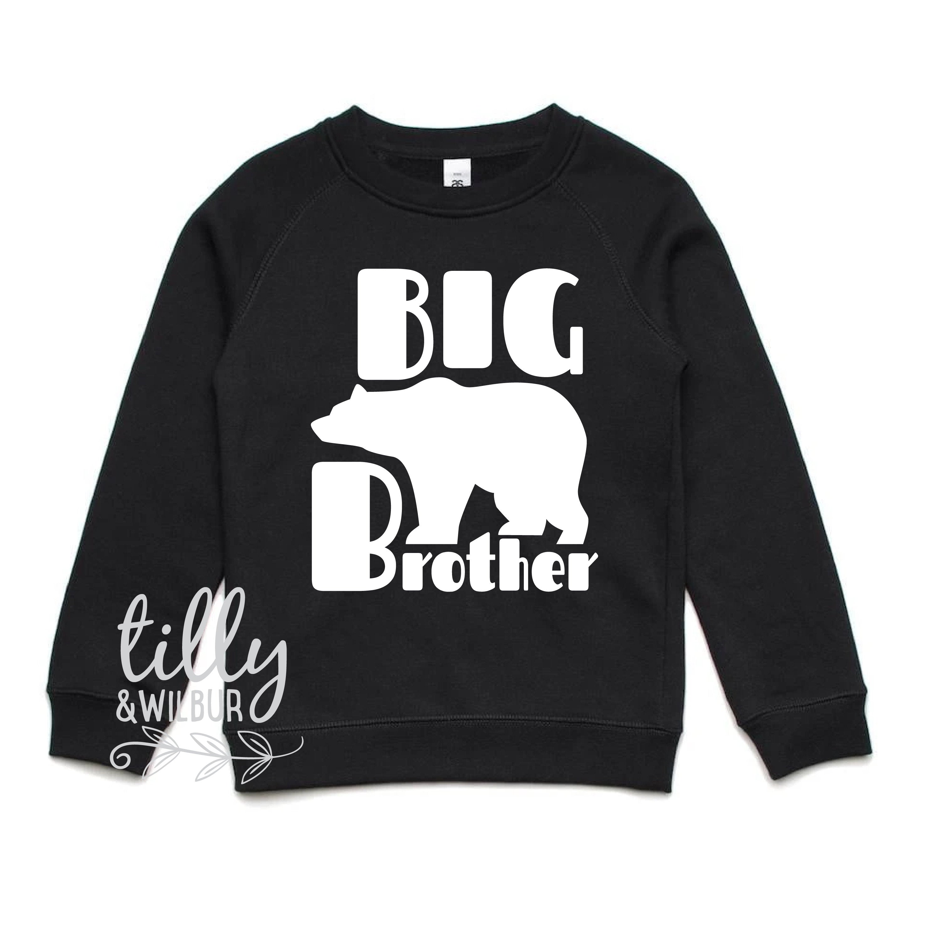 Big Brother Bear Sweatshirt - Cute Animal Graphic Hoodie for Men & Women - Perfect for Family Matching Outfits, Sibling Gifts & Casual Wear