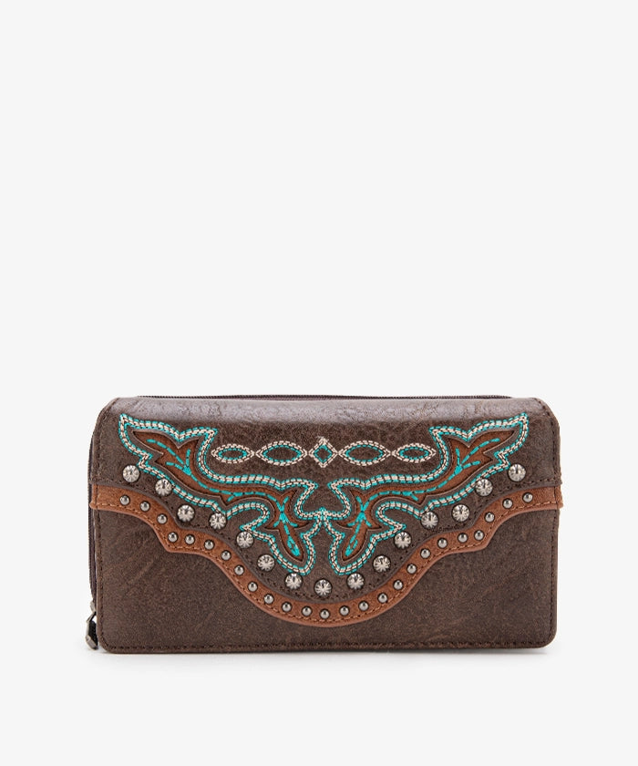 Montana West Cut Out Studded Wallet for Women - Stylish & Durable Leather Wallet with Studded Design - Perfect for Everyday Use, Travel & Gift Giving