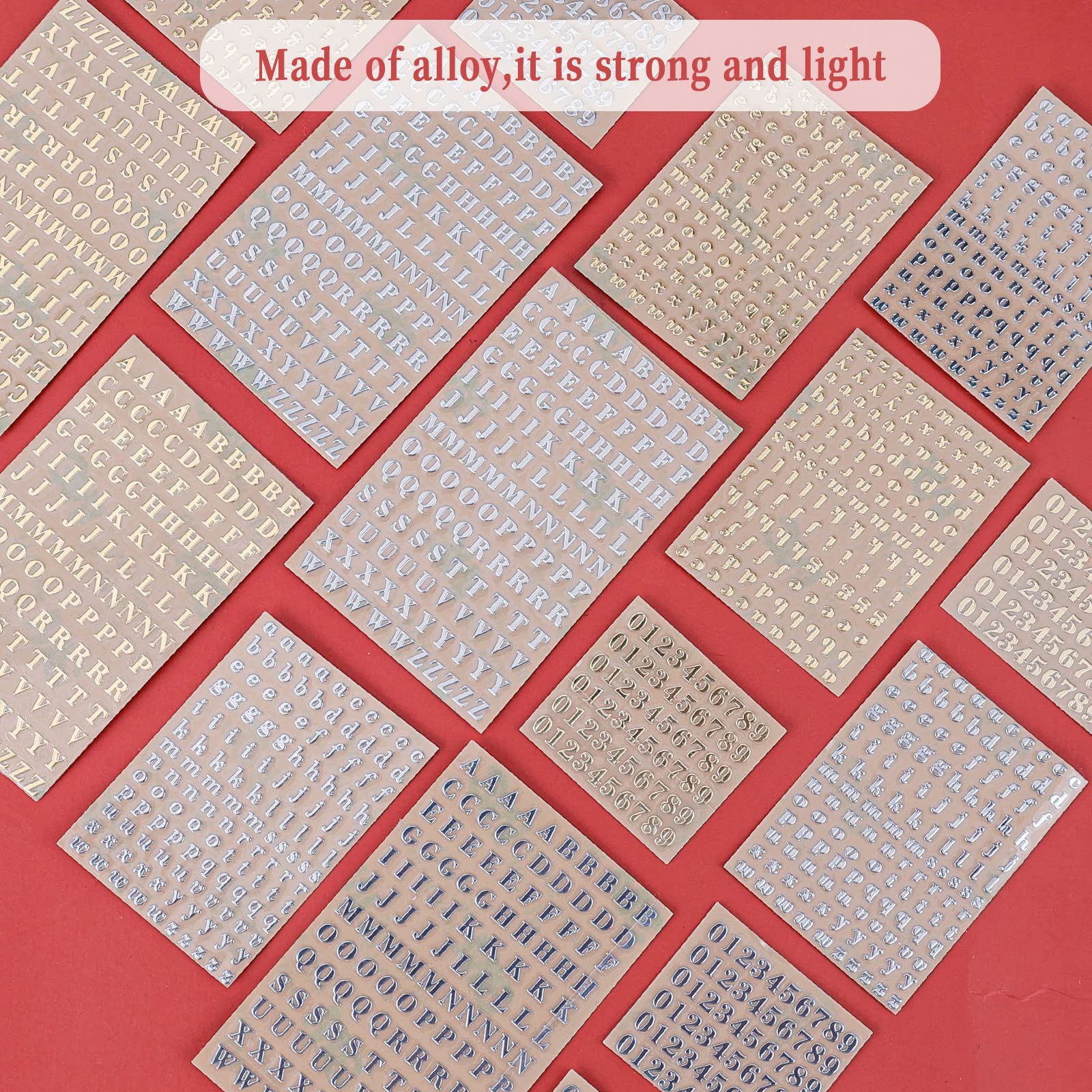 LUTER 18 Sheets Resin Letter Stickers - Self-Adhesive Alphabet & Number Stickers for DIY Crafts, Scrapbooking, Greeting Cards (Gold, Silver) - Perfect for Home Decor, Gift Wrapping, and Party Supplies