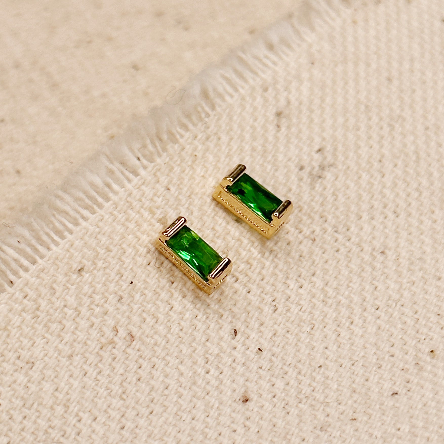 18k Gold Filled Baguette Birthstone Stud Earrings - Dainty Minimalist Jewelry for Women - Perfect Gift for Birthday, Anniversary & Everyday Wear