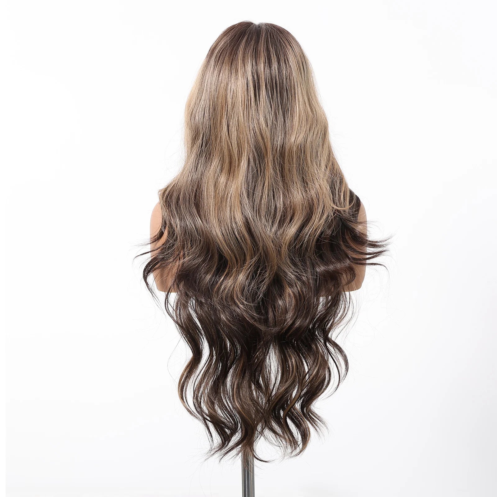 Long Brown Blonde Highlight Synthetic Hair Wig for Women - Natural Looking Straight Shoulder Length Cosplay Costume Party Daily Wear