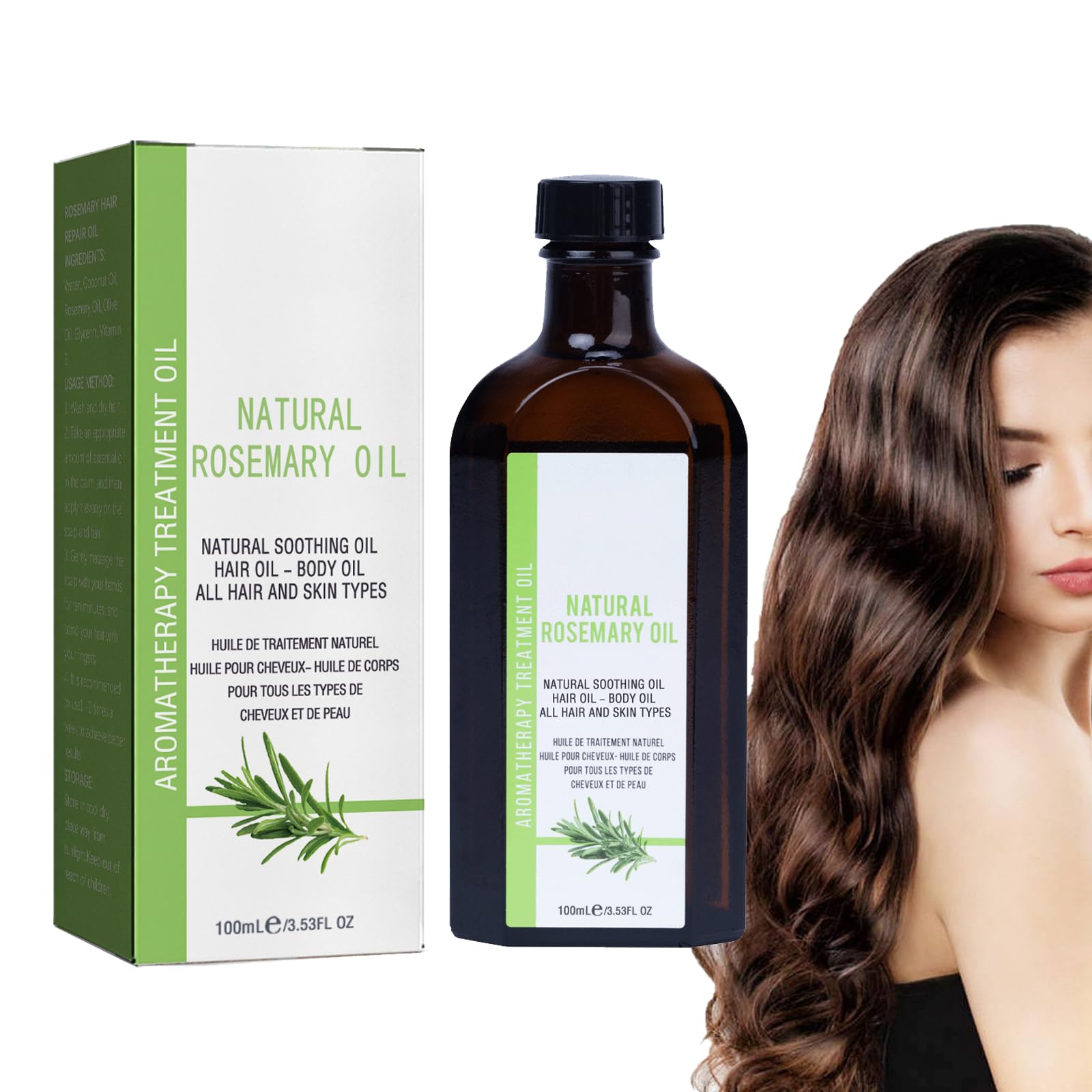 Pure Rosemary Essential Oil for Hair Growth - Stimulates Eyebrows & Eyelashes | Natural Hair Care Treatment for Thicker, Healthier Hair | Perfect for Daily Scalp Massage & DIY Beauty Recipes