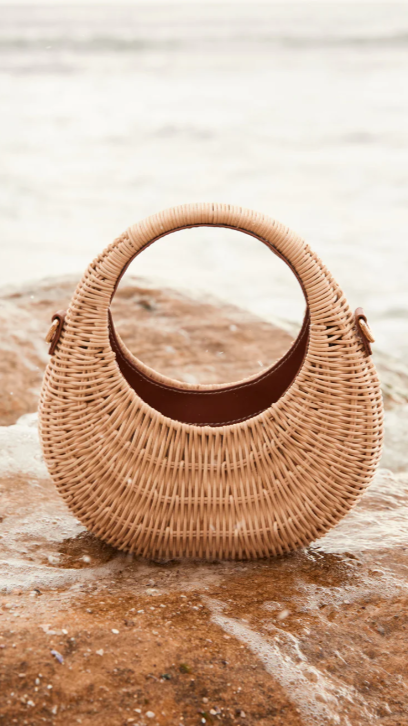 Gianna Handle Bag - Natural Rattan Crossbody Purse for Women | Boho Beach Tote | Perfect for Summer Outings, Shopping & Travel