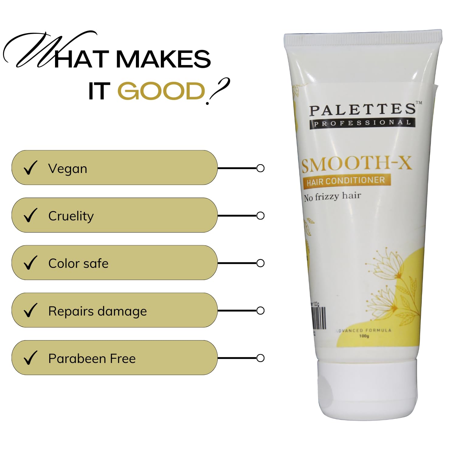 Palettes Professional Smooth-X Conditioner for Men & Women (100G) - Intense Repair & Deep Conditioning for Dry, Damaged, Frizzy Hair | Salon-Quality Hair Care for Smooth, Healthy Locks at Home