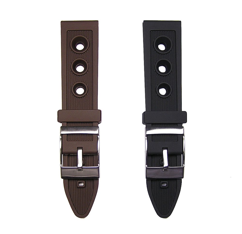24mm Black Italian Rubber Ocean Racer Rally Watch Band Strap - Compatible with Breitling Bentley & More Luxury Watches - Durable Waterproof Strap for Diving, Racing & Outdoor Adventures