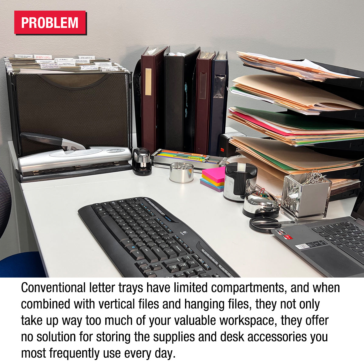 6-Tier Desktop Organizer with Letter Tray, Vertical File Holder & 3 Drawers - TierDrop™ Modular Office Organizer for Vertical Space Saving - Perfect for Home, Office & Workspace Organization (Files, Supplies, Documents)