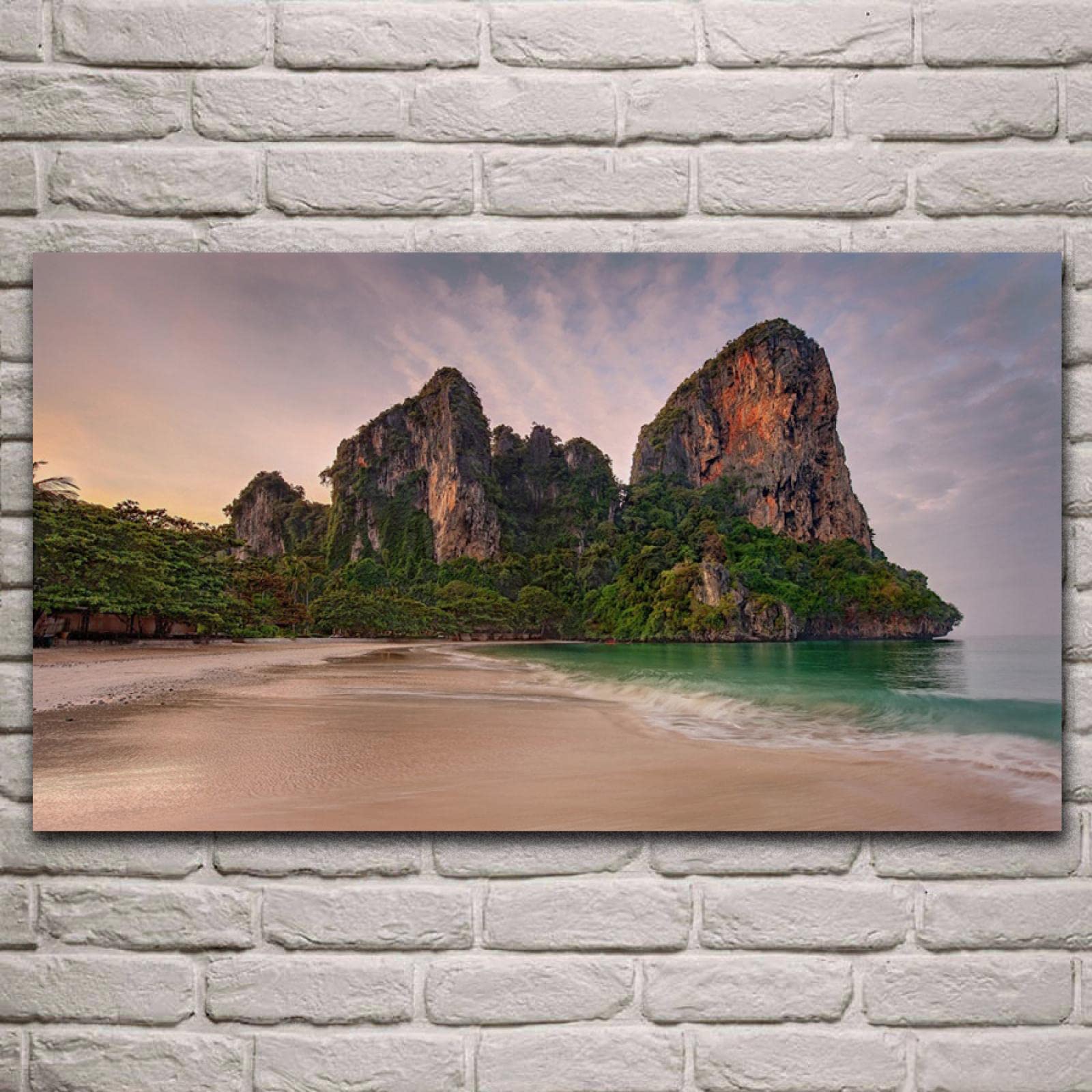 Seascape Canvas Wall Art - Thailand Andaman Sea Beach Landscape Painting 40x70cm (16x28in) Frameless - Coastal Home Decor for Living Room, Bedroom & Office