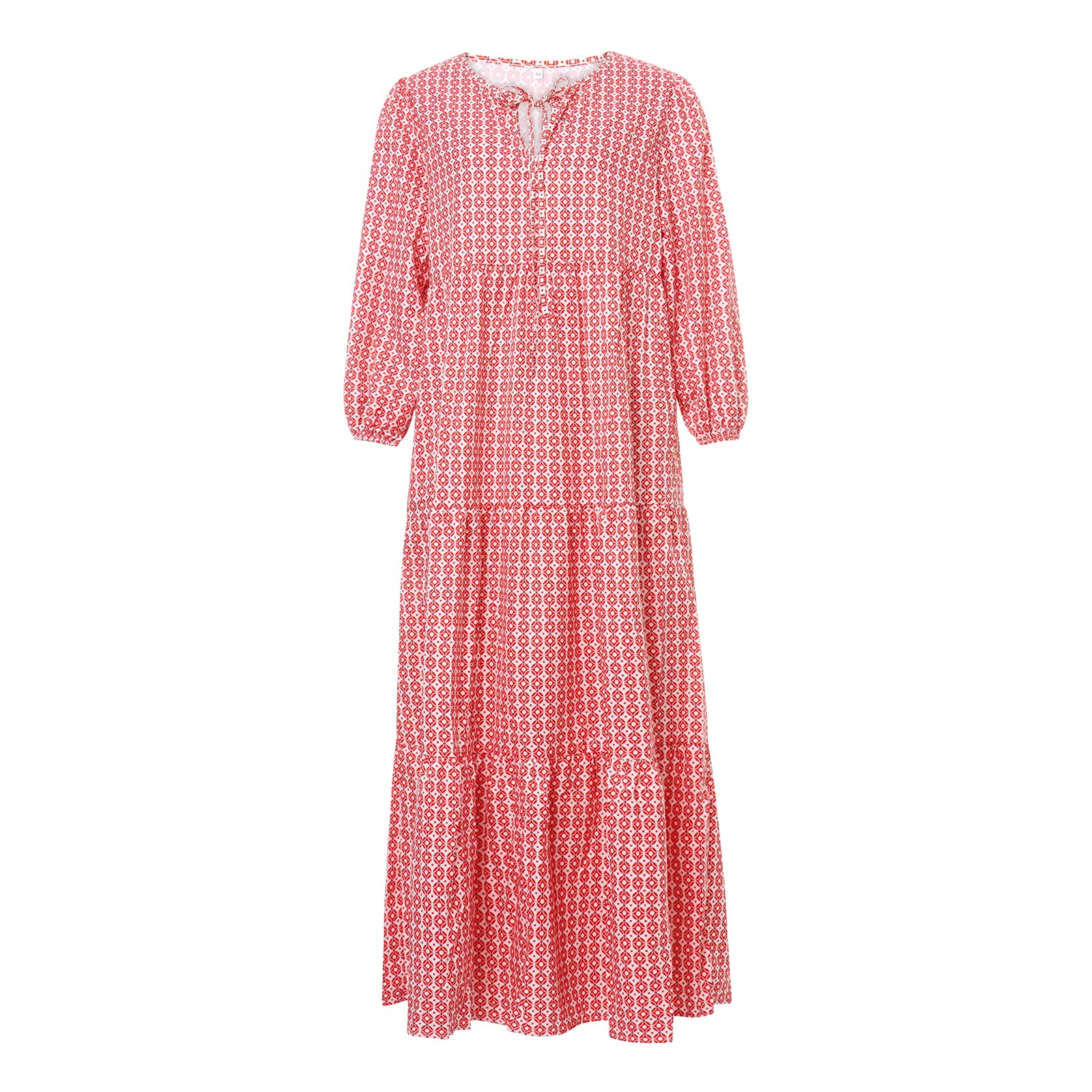 NUFIWI Women's Summer Boho Floral Print Short Puff Sleeve V-Neck Maxi Dress - Smocked Waist Tiered Flare Sundress for Beach Vacation, Music Festival & Casual Outings