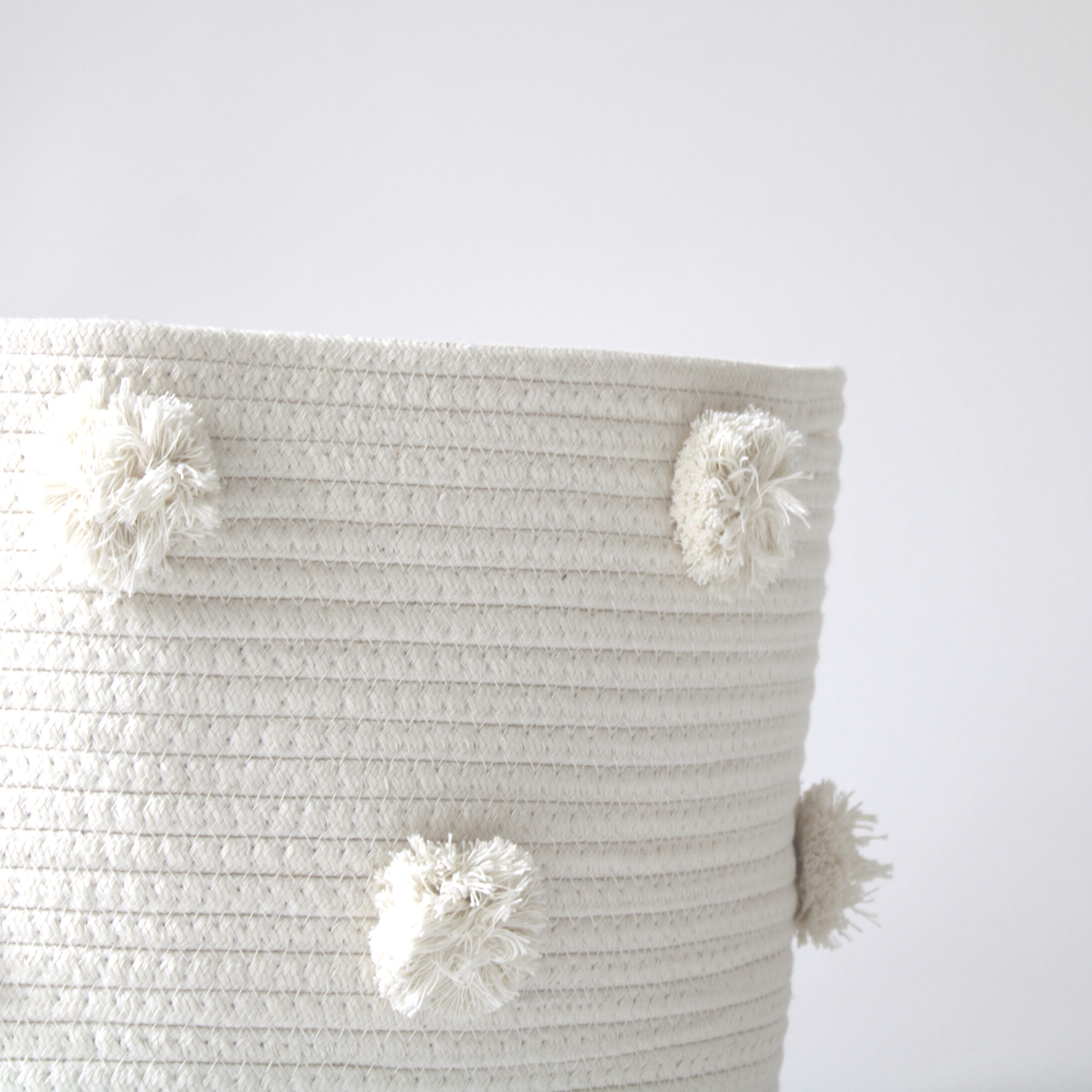 Natural Wicker Pom Basket - Large Handwoven Storage Basket for Home Decor, Organizing Blankets, Toys & Laundry | Perfect for Living Room, Bedroom & Nursery