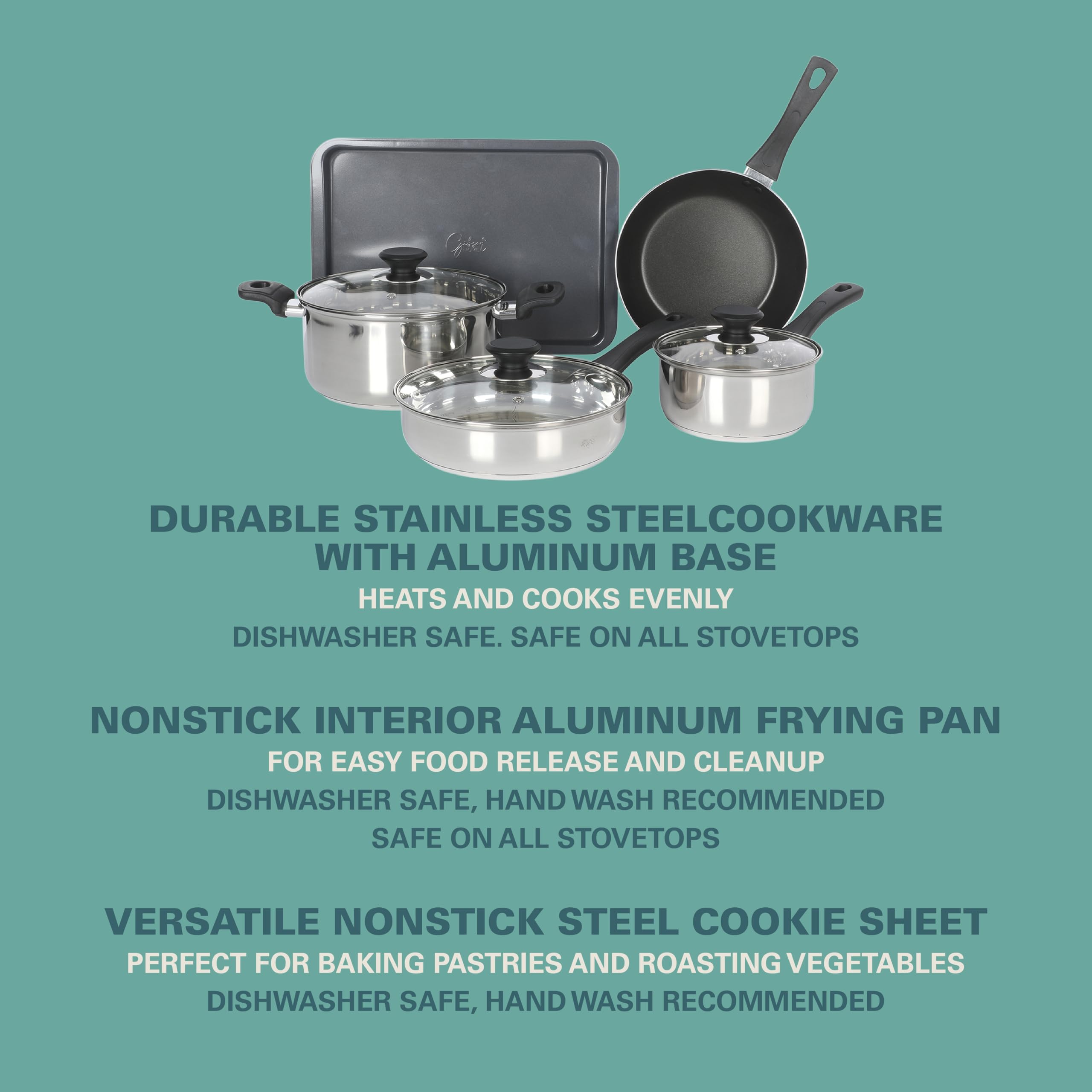 Gibson Home 74-Piece Complete Kitchen Set - Pots & Pans Cookware, Dinner Plates & Bowls, Knife Block with Cutlery, Flatware Utensils, Kitchen Tools & Gadgets, Storage Containers, Drinking Glasses - Perfect for Small Apartments, College Dorms & Starter Homes