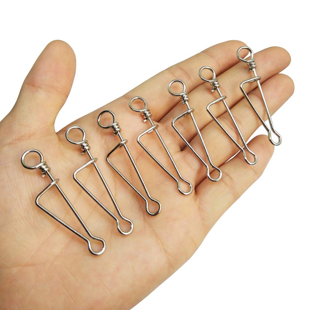 Stainless Steel Fishing Snap Swivels - 100 Pack Saltwater & Freshwater Fishing Connectors for Crappie, Bass, and More - Durable Fishing Accessories for Anglers | Ideal for Lure Changing, Tackle Box Organization, and All-Day Fishing Trips