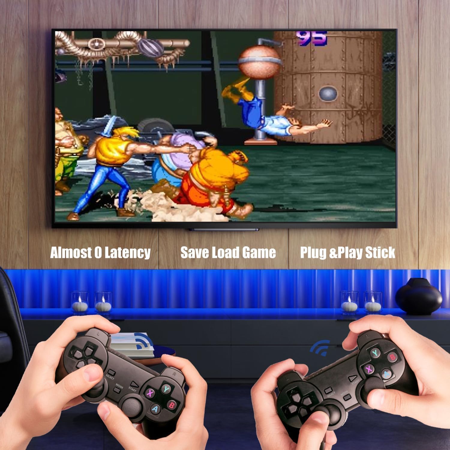 Retro Game Stick with 64GB Built-in Games - Wireless Plug & Play Retro Gaming Console for Classic Arcade & TV Gaming | Perfect for Family Fun & Nostalgic Entertainment