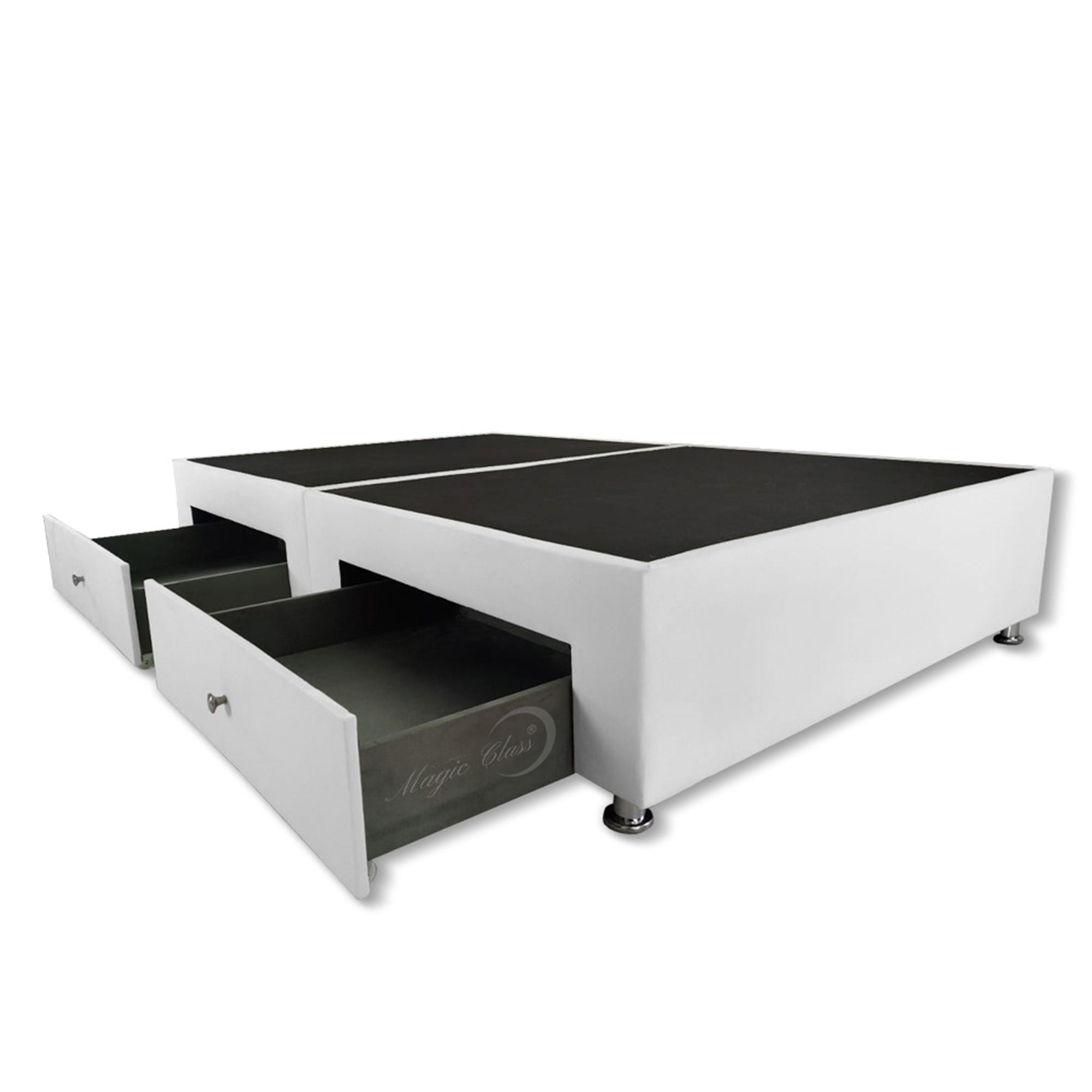Split Bed Base White 140x40cm for Double Mattress 140x190cm with Drawers - Perfect for Guest Rooms, Small Apartments & Space-Saving Bedroom Solutions
