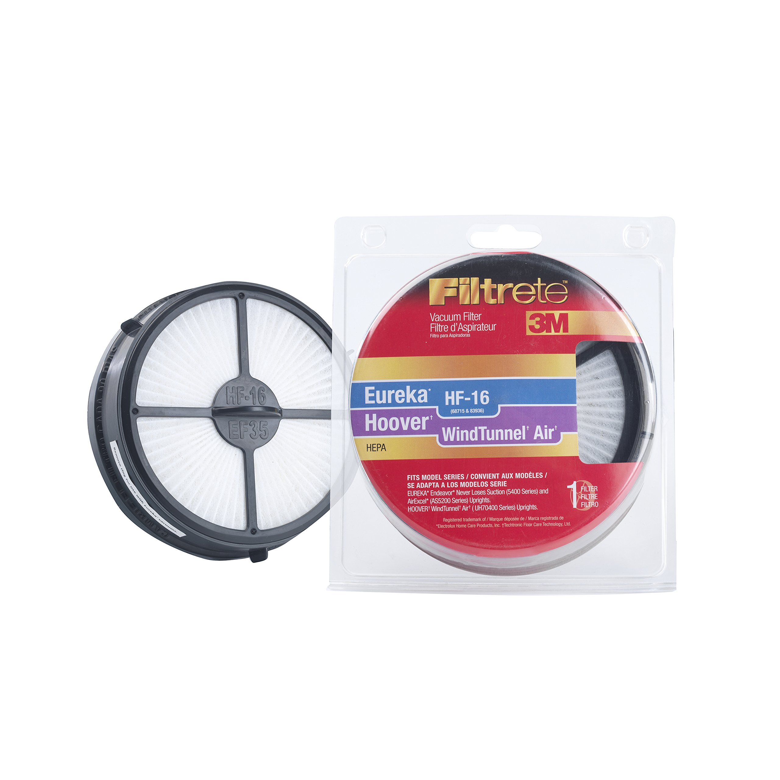 3M Filtrete HF-16 High Efficiency Allergen Vacuum Filter - Compatible with Eureka, Hoover & Electrolux WindTunnel Vacuums - Perfect for Pet Hair, Dust & Allergy Relief at Home