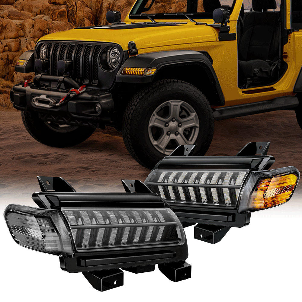LOYO LED Fender Lights with Side Marker Lights for Jeep Wrangler JL Sport & Sport S - Waterproof Off-Road Lighting for Night Driving & Trail Adventures