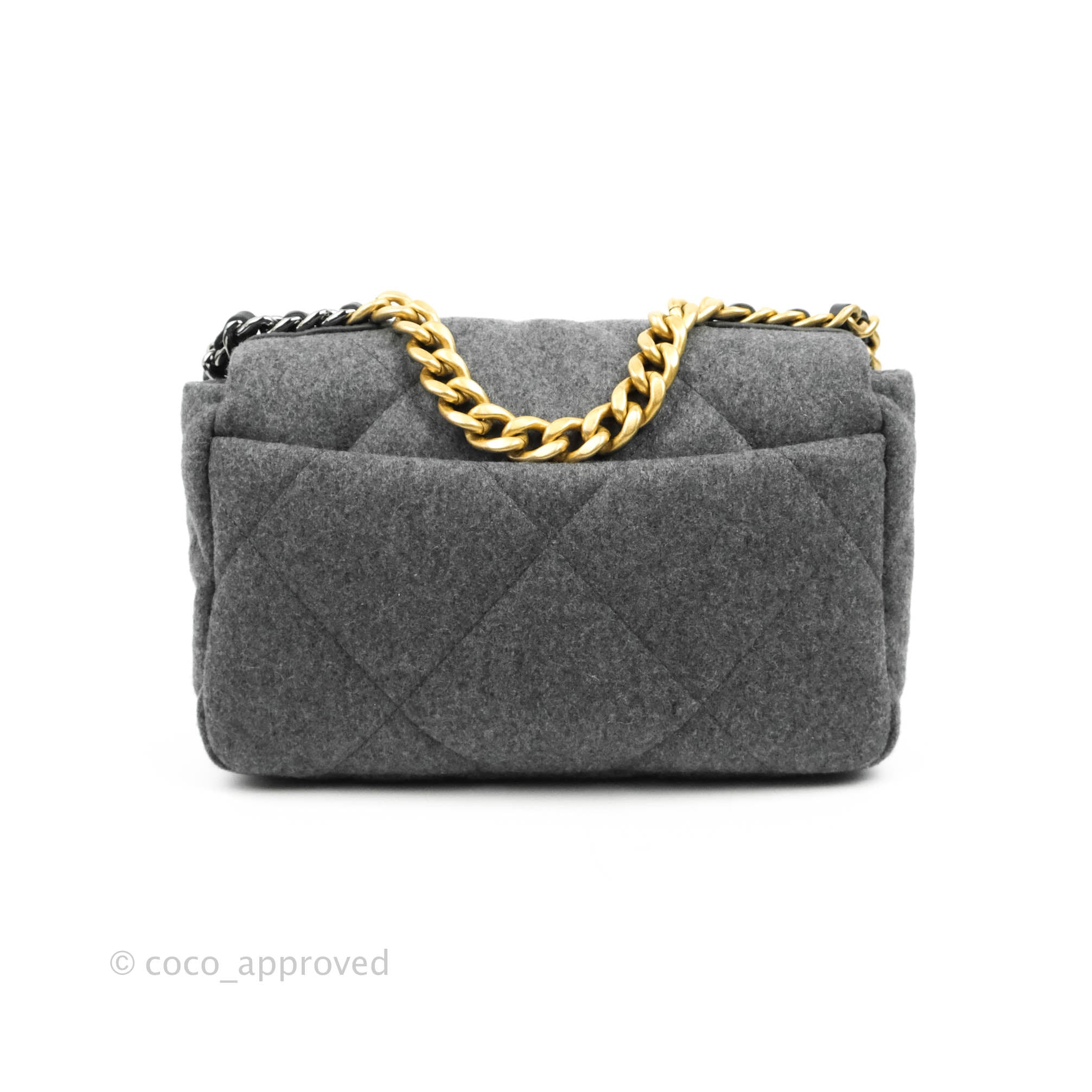 Chanel 19 Small Handbag in Grey Wool Fabric with Mixed Hardware - Luxury Crossbody Bag for Women, Perfect for Work, Travel & Evening Events