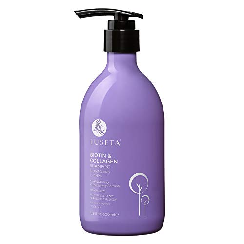 Luseta Biotin & Collagen Shampoo for Hair Growth - 16.9oz Volumizing Shampoo for Thinning Hair with Vitamin B7 & Argan Oil - Sulfate Free, Paraben Free Hair Loss Shampoo for Men & Women - Perfect for Daily Hair Care & Scalp Nourishment