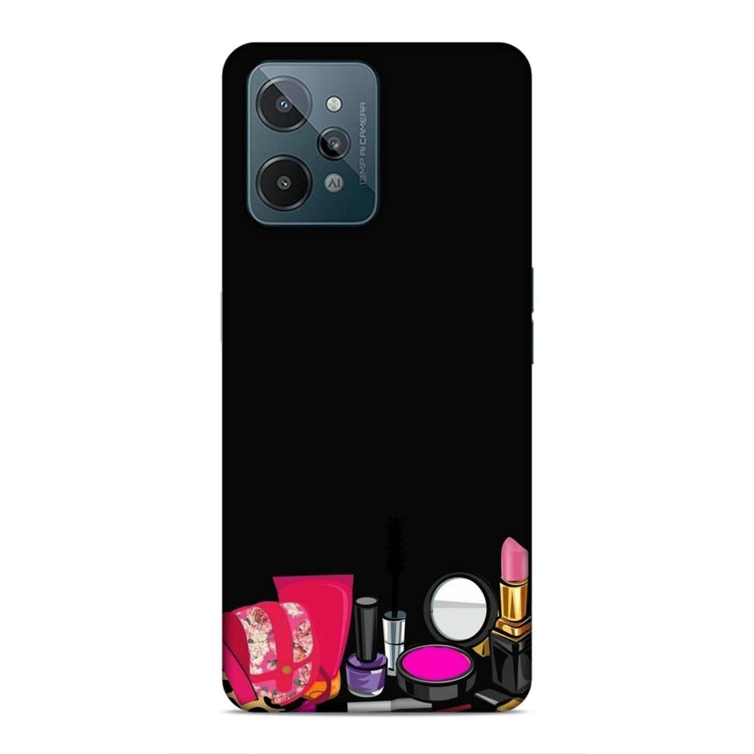 LETAPS® Printed Hard Phone Case for Realme C31 - Stylish Mirror & Lipstick Design, Girly Makeup Theme, Protective Cover (Model 2209) | Perfect for Everyday Use, Fashion Accessories, Gift Ideas for Women & Teens