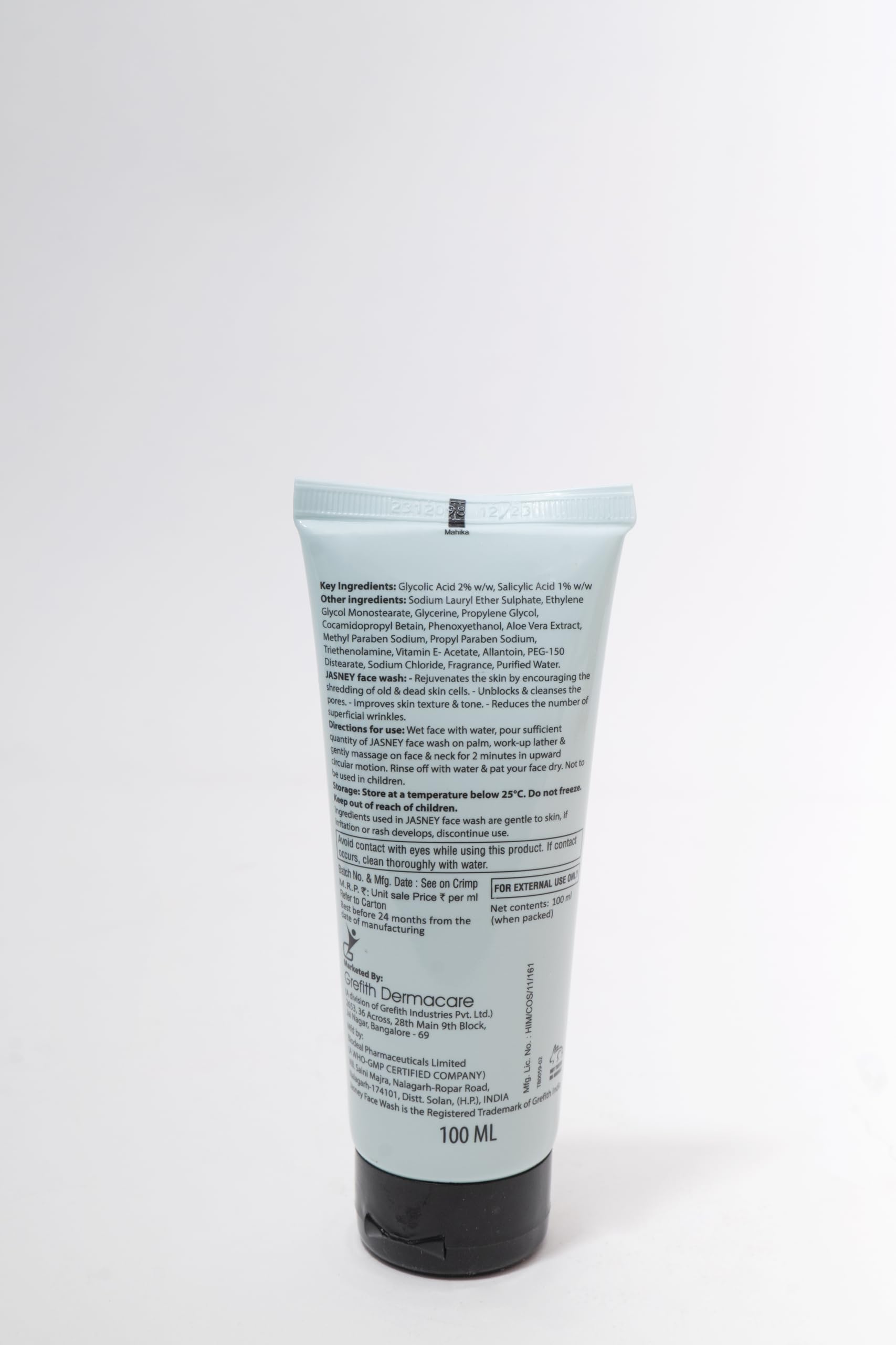 Jasney Unisex Deep Cleansing Face Wash for Dry Skin - 100ml | Gentle Daily Cleanser for Men & Women | Perfect for Morning & Night Skincare Routine